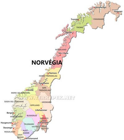 Norvégia politikai térkép