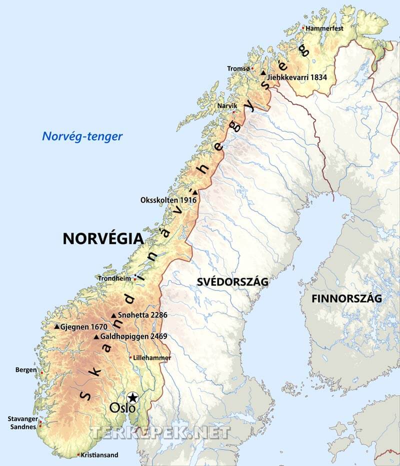 Norvégia térkép